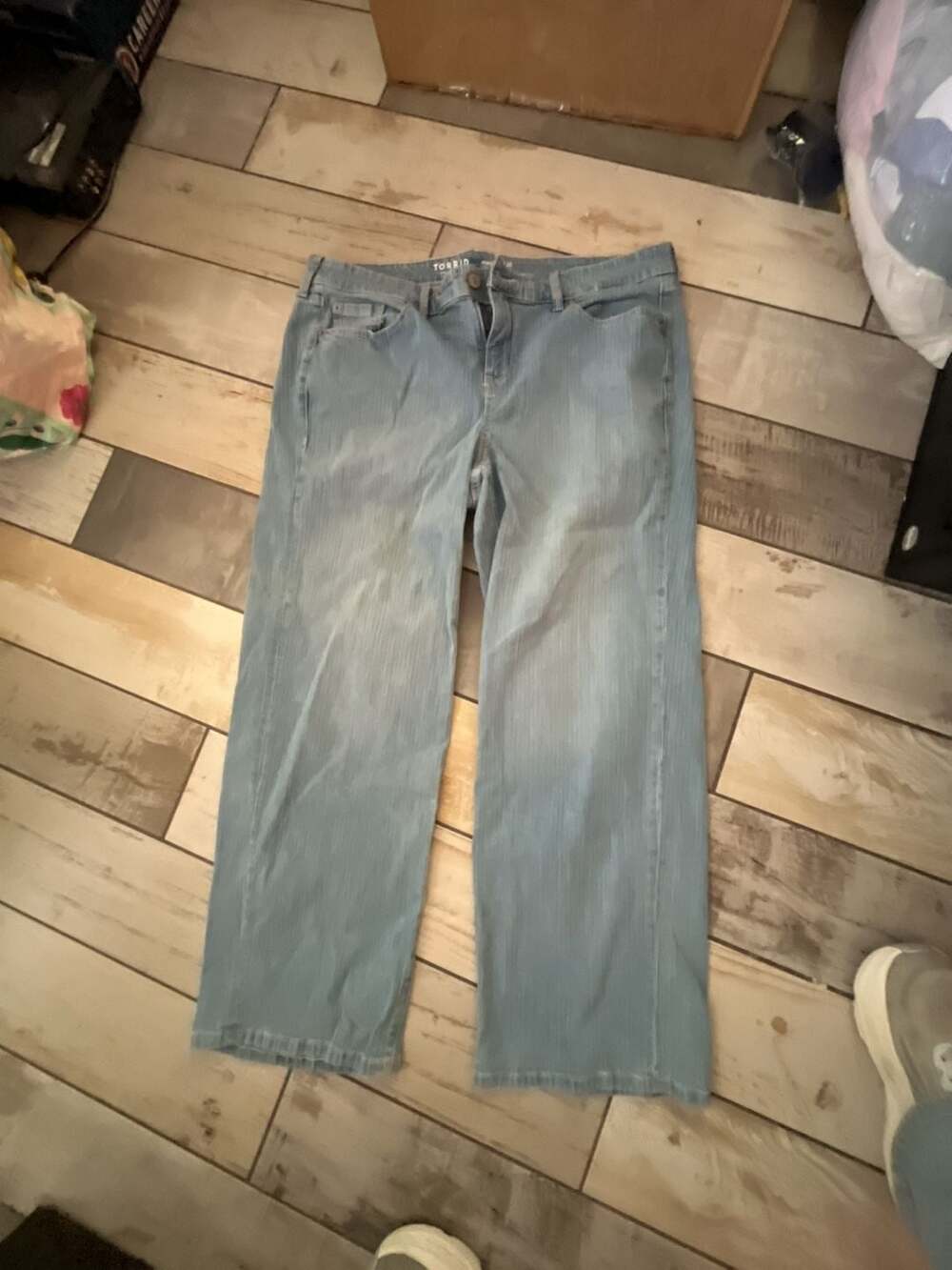 Torrid Perfect Wide Leg Stretch Jeans Light Blue With Striping
